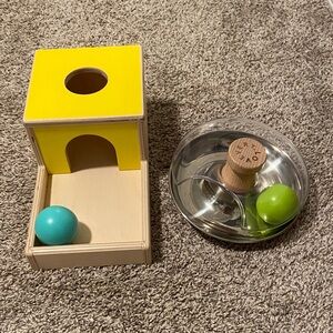 Lovevery ball drop box and spinning top toys